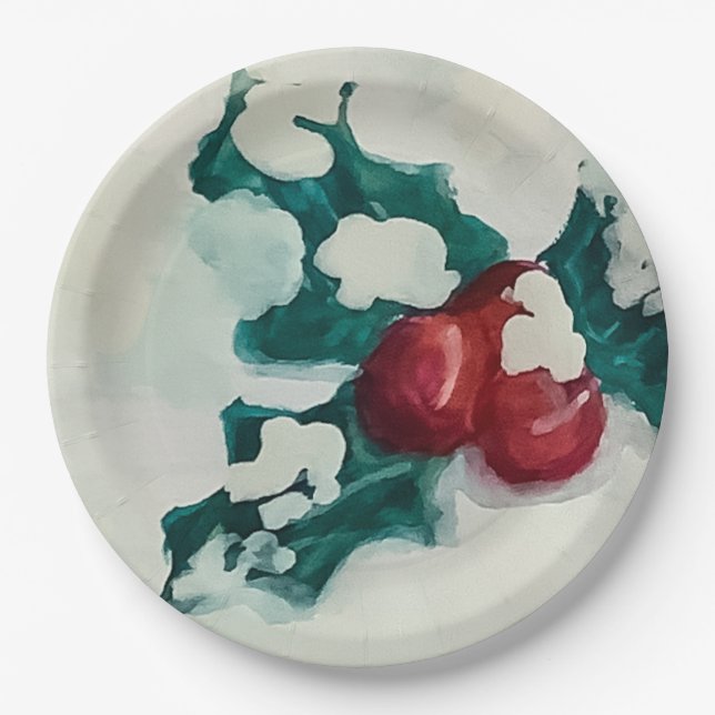 Prato De Papel Holly na neve (Frente)