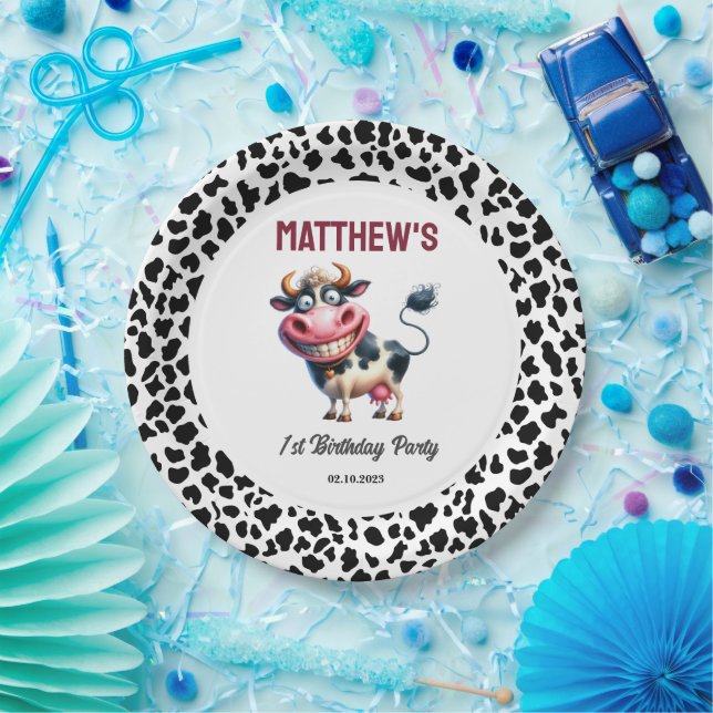 Prato De Papel Holy Cow! 1st Birthday | Animal First Birthday  (Festa)