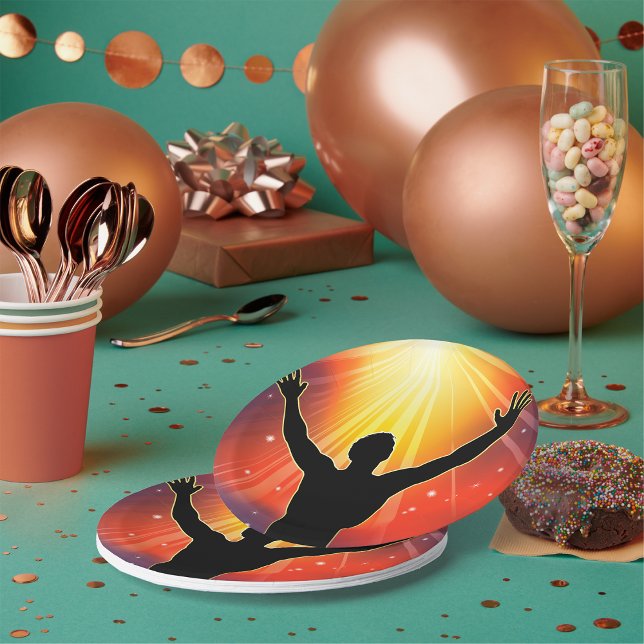 Prato De Papel Homem Com Placas De Papel Levantadas Com Braços (Criador carregado)