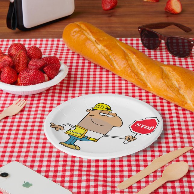 Prato De Papel Homem Com Sinal De Parada (Criador carregado)