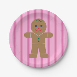 Prato De Papel Homem de Biscoito de Gengibre Rosa Divertido e Chi
