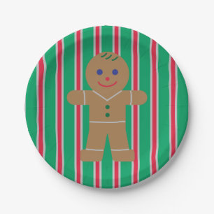 Prato De Papel Homem de Gingerpão de Natal divertido e Rico