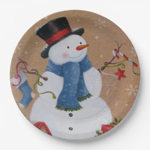 Prato De Papel Homem de neve