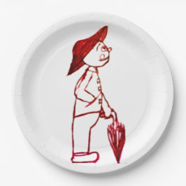 Prato De Papel Homem-guarda-chuva