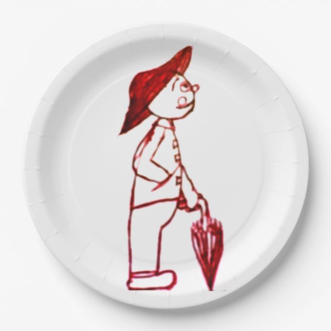 Prato De Papel Homem-guarda-chuva (Frente)