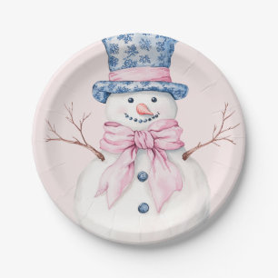 Prato De Papel Homem-Neve do Grande Milênio, Rosa e Azul