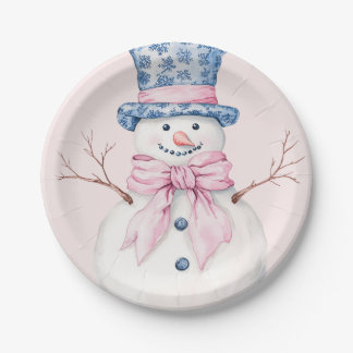 Prato De Papel Homem-Neve do Grande Milênio, Rosa e Azul