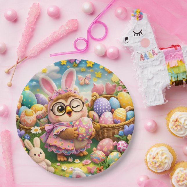 Prato De Papel hoot at easer party plate (Festa)