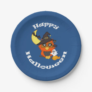 Prato De Papel Hoot Owl Halloween