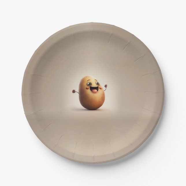 Prato De Papel Hora da Festa de Batata Feliz (Frente)