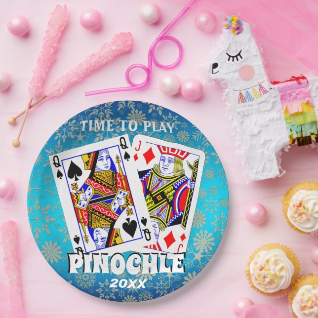 Prato De Papel Hora de Tocar Pinochle (Festa)