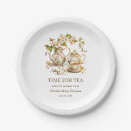 Prato De Papel Hora Floral do Bule para o Chá de fraldas de Chá