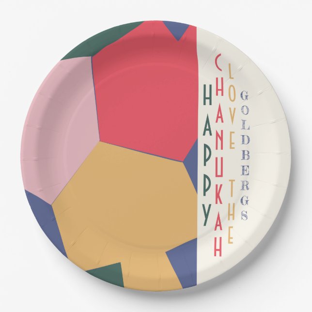 Prato De Papel Horário de Hanukkah Dreidel (Frente)