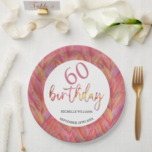 Prato De Papel Hormona Tropical de Verão Penas Florais Rosa-Rosa 