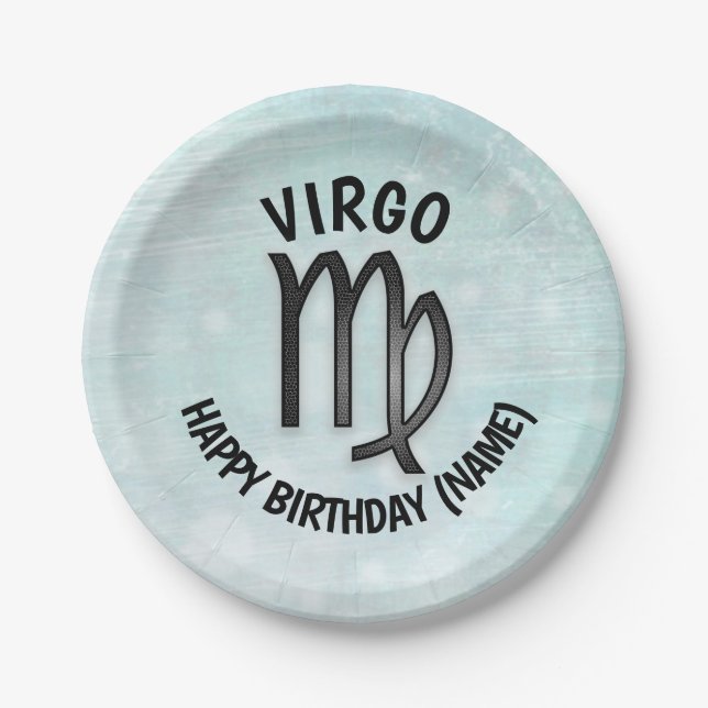 Prato De Papel Horoscópio - Sinal de Virgo Personalizado Aniversá (Frente)