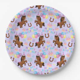 Prato De Papel Horse Birthday Party Paper Plates in Purple