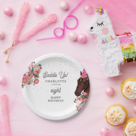 Prato De Papel Horse Birthday Theme Pink Floral Girl Cowgirl