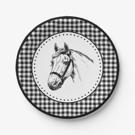 Prato De Papel Horse Gingham