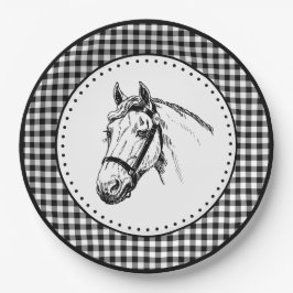 Prato De Papel Horse Gingham