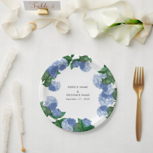 Prato De Papel Hortênsia Azul de Floral Modernidade Casamento