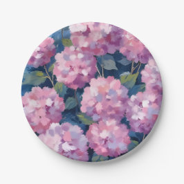 Prato De Papel Hortênsias Florais Rosa Bege