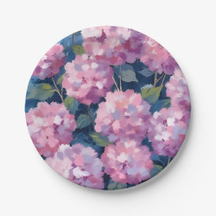 Prato De Papel Hortênsias Florais Rosa Bege