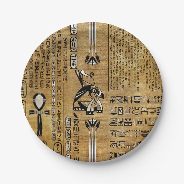 Prato De Papel Horus - Dourado e Pérola Egípcia (Frente)