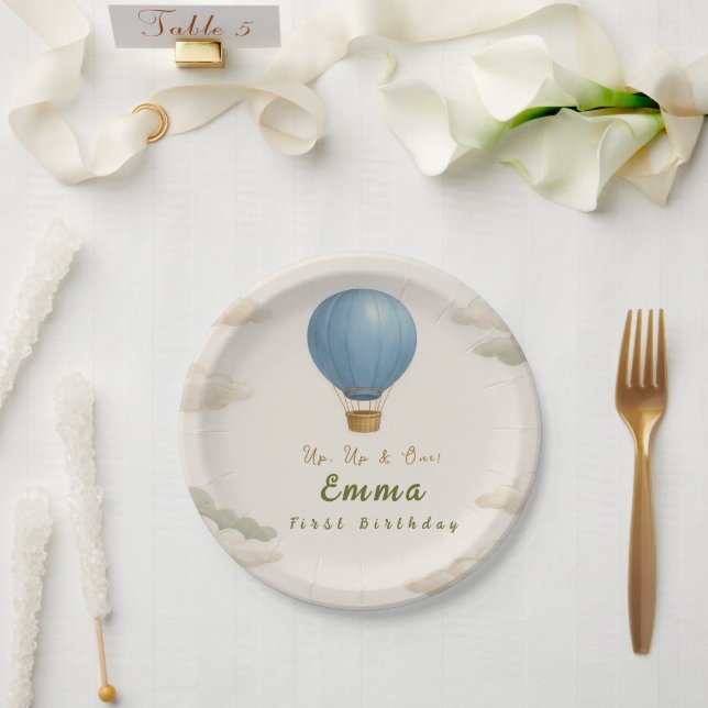 Prato De Papel Hot Air Balloon First Birthday Paper Plates  (Casamento)