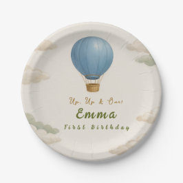 Prato De Papel Hot Air Balloon First Birthday Paper Plates 