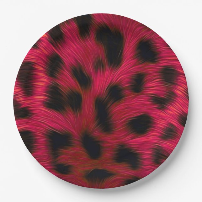 Prato De Papel Hot Pink Leopard Print Faux  (Frente)