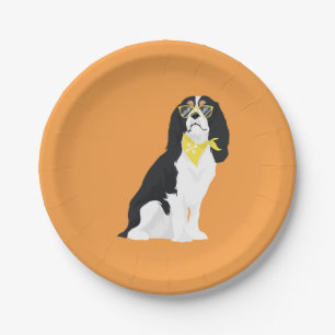 Prato De Papel Houston o cão descuidado do Spaniel da Tri Cor