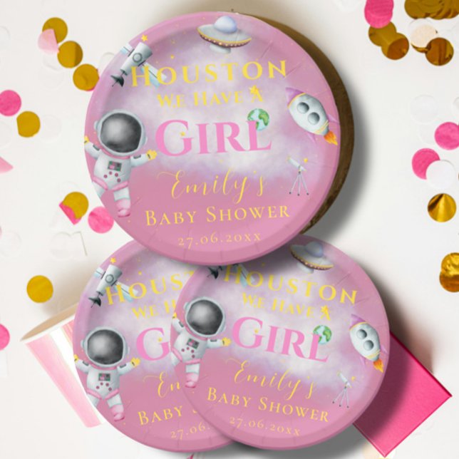Prato De Papel Houston Temos Um Astronauta Do Espaço chá de frald (Criador carregado)
