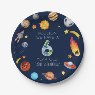 Prato De Papel Houston Temos Uma Festa De Aniversário De 6 Anos D