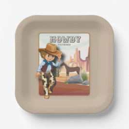 Prato De Papel Howdy howies, primeira impressão animal de anivers