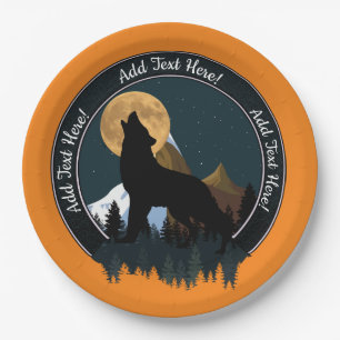 Prato De Papel Howling Wolf Full Moon