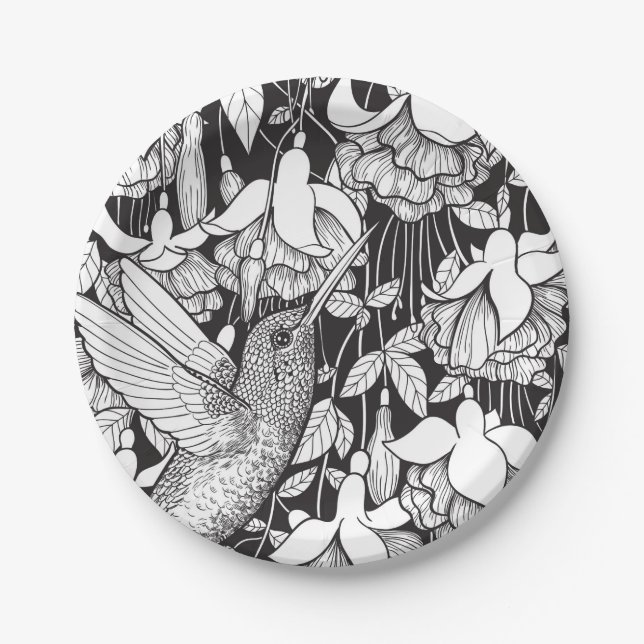 Prato De Papel Hummingbird e fuchsia (Frente)
