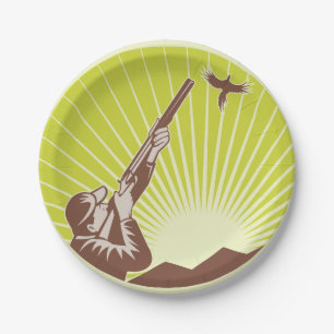 Prato De Papel Hunter Atirando Um Ganso