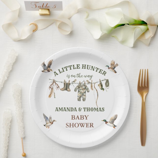 Prato De Papel Hunting Boy Baby Shower  (Casamento)