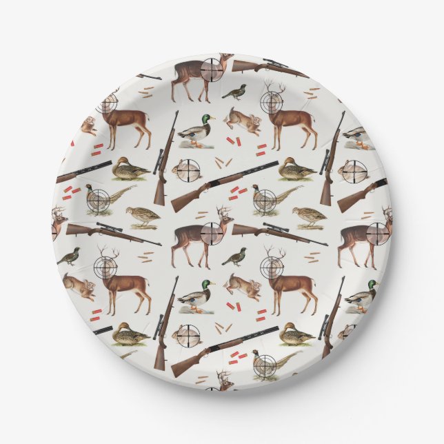 Prato De Papel Hunting Wildlife Outdoorsman Pattern (Frente)