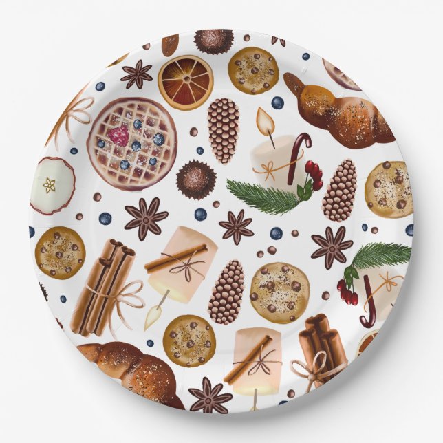 Prato De Papel Hygge Christmas Cookie Pattern (Frente)