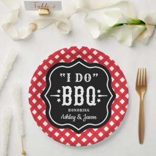 Prato De Papel I Do CHURRASCO Red Gingham Wedding