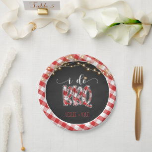 Prato De Papel I Do Do CHURRASCO Paper Plate - Gingham - Personal