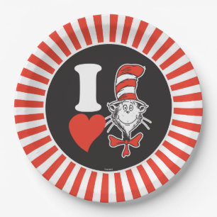 Prato De Papel I Heart Cat in the Hat