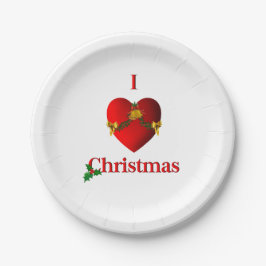 Prato De Papel I Heart Christmas