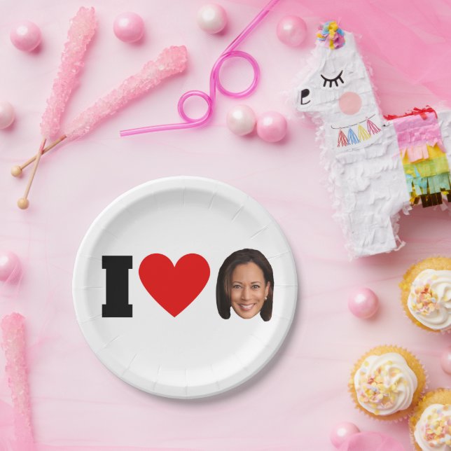 Prato De Papel I Heart Kamala Harris (Festa)