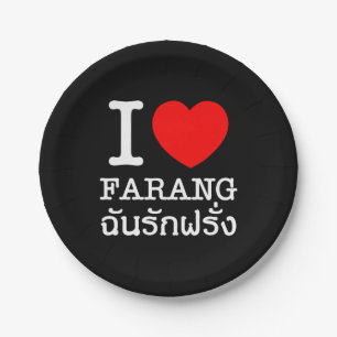 Prato De Papel I Heart (Love) Farang