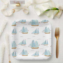 Prato De Papel Iates de Verão, em forma de carne, com velas