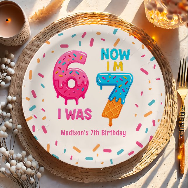 Prato De Papel Ice Cream Six Seven 67 Birthday Paper Plate (Criador carregado)