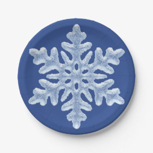 Prato De Papel Icy Blue Frozen Snowflake Frosty Natal congelado