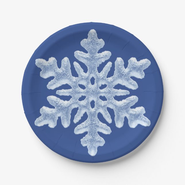 Prato De Papel Icy Blue Frozen Snowflake Frosty Natal congelado (Frente)
